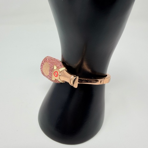 Kate Spade Champagne Bottle Bracelet Dainty Pink Jewelry Bridal Rose Gold Bangle - Picture 17 of 17